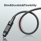EMK Digital Optical Audio Cable [1.5 Feet/0.5M] - Slim Nylon Braided Toslink Fiber Optic Cable for Sound Bar, TV, Home Theater, PS4, Xbox, Blu-Ray Player & More - High-Speed SPDIF (Black1)
