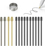 Marker Stylus Tips for Remarkable 2 Pen Tips with Nibs Removal Tool,Metal Replacement Nibs for Remarkable 1/2 Pen/Marker Plus (4+10 PCS-Gold/Sirvel/Black)