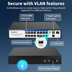 19-Port Ethernet PoE Switch, 16 PoE+ Ports @240W, 2 Uplink Gigabit Ports + 1 Combo SFP Slots, Easy Smart Managed Ethernet Switch, Metal Plug and Play, AI Extend &Vlan, Fanless, Overload Protection