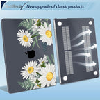 Compatible with MacBook Air 13.6 inch Case, M4 A3240/M3 A3113/M2 A2681 (Released 2025 to 2022), Hard Shell, Keyboard Cover, Screen Protector, Webcam Cover & Type-C Adapter, Daisies