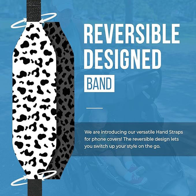 Phone Grip Strap - Reversible Finger Holder for Phone Back, Customizable Anti-Slip Design, Wireless Charging Compatible Detachable Holder for iPhone - Leopard Night