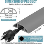 Floor Cord Cover Self Adhesive Cord Hider,10FT Cable Management, Extension Strip Protector for Wires, Prevent Cable Trips for Offices, Gyms, Exhibitions Cavity:0.51"(W) x 0.3"(H) Gray