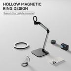 Phone Holder For Desk, With Magnetic Design, Tablet Stand for iPad, With Heavy Duty Metal Base, Desktop Stand Holder With 360° Rotation, Height & Angle Adjustable, For Video Calls, Vlog Recording