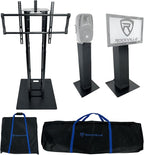 Rockville RTP33-TV Black Totem DJ Speaker/Lighting Stand, Detachable TV Mount, Adjustable Height, Stable Base, for DJs and Event Professionals