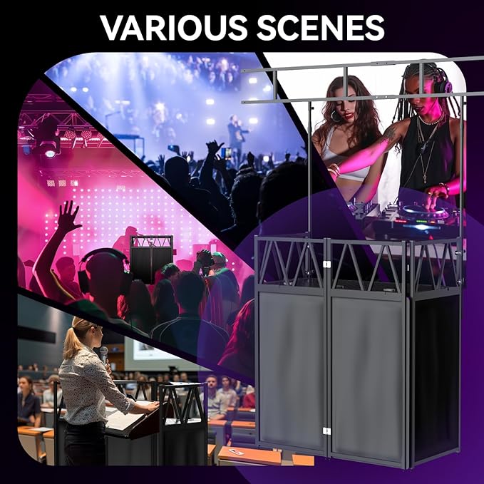 DJ Table Stand Portable booth, Foldable DJ Stand Booth, Adjustable DJ Facade Booth, Easy to Assemble, Stylish, Convenient to Store and Transpor (Truss 40x25x45)