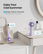 Gaiatop Mini Portable Fan, Small and Powerful, Cute Design 3 Speed Personal Handheld fan and Desktop with Base, Lightweight USB Rechargeable for Travel Lash Makeup Girl Women Summer Gift Purple
