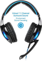 SA902 7.1 USB Surround Sound PC Headsets Over-Ear Gaming Headphones with Microphone LED Light