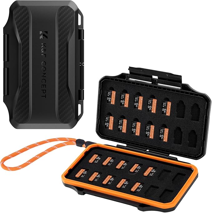 K&F Concept 28 Slot SD Card Case, Water-Resistant Anti-Shock/Dust SD/TF Card Holder/Organizer