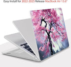 Teryeefi Compatible with M4 M3 M2 MacBook Air 13 inch Case 2025 2024 2023 2022 Release A3240 A3113 A2681 Model,Hard Shell Case for MacBook Air 13.6 inch + Keyboard Cover + Type C Adapter, Sakura-101