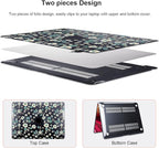 for MacBook Air 13 inch Case 2021 2020 2019 2018 Release M1 A2337 A2179 A1932, Pritned Pattern Plastic Hard Case Cover for MacBook Air 13 M1 with Retina Display Touch ID, Small Green Flowers