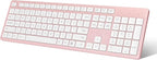 LeadsaiL Pink Wireless Keyboard, 2.4GHz Full-Sized Ergonomic Computer Keyboard, Cordless Noiseless Keyboard,12 FN Shortcuts for Windows MacOS Laptop Computer