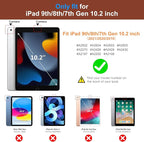 DTTO for iPad 9th/8th/7th Generation 10.2" Case 2021/2020/2019 with Keyboard, 7 Colors Backlit Wireless Detachable Keyboard Premium Leather Folio Cover with Pencil Holder & Pocket, Brown