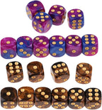 Yiotfandoll 20PCS Polyhedral Dice D6 Dice 16mm Acrylic 6 sided Dice Game Dice for RPG MTG DND Dice Table Games (Purple Blue and Black Gold)