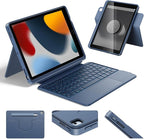 HOU Combo Keyboard Case for iPad 9th Generation (10.2", 2021)/8th Gen/7th Gen/iPad Air 3/Pro 10.5 Multi-Touch Trackpad,7 Color Backlight,Rotatable & Detachable,Portrait/Landscape Modes,Navy Blue