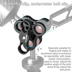 MINIFOCUS 2PCS 1'' Aluminum Triple Holes Ball Clamp Mount for Underwater Diving Light Arms Tray System, Photography Diving Camera, 360° Clip for GoPro Action Camera Flashlight Arms System