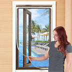 VKX Adjustable DIY Magnetic Window Screen, Fiberglass Mesh, Strong(720GS) Magnetic Strips, White Frames Grey Mesh, Suitable for Various Types of Screen Windows (59"x39")