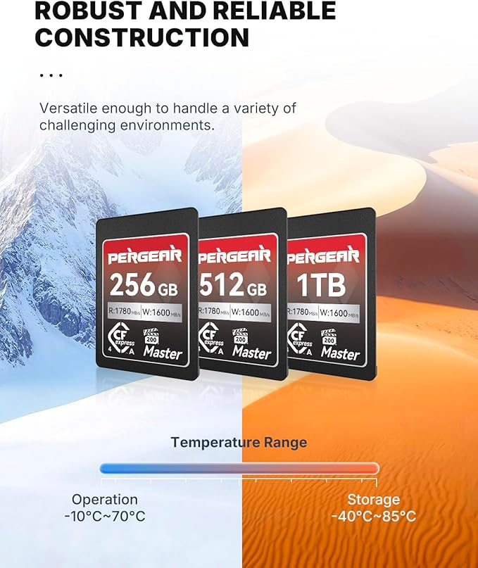 Pergear 1TB CFexpress 4.0 Type A Memory Card,up to 1780MB/S Read Speeds,USB4.0(PCIe 4.0),for Raw,8K 30P Recording,Compatible for Sony Camera,ILME-FX3,ILME-FX6,ILME-FX30 (Black Silver Master Series)