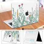 Compatible for MacBook Air 13.6 inch Case M4 M3 M2 2025 2024-2022 Release Model A3240 A3113 A2681, Printed Plastic Protective Hard Shell Cover for MacBook Air M4 13", Green Plants Flowers