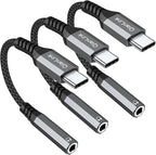 USB Type C to 3.5mm Female Headphone Jack Adapter, (3-Pack) USB C to Aux Audio Dongle Cable Cord for iPhone 15 16 17 Pro Max, Samsung Galaxy S25 S24 S23 S22 S21 S20 Ultra, Note 20, Pixel 8 9,iPad Pro