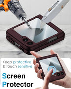 STORMTAL for Samsung Galaxy Z Flip 6 Case/Z Flip 7 FE Case, Hinge Protection, Built-in Screen Protector, Wireless Charging, Slim Rugged Phone Protective Case for Galaxy Z Flip 6 Wine