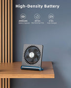 Koonie Portable Desk Fan, 3.5-20hrs Battery Operated Small USB Fan with Ultra Quiet 220° Tilt Folding, Rechargeable Personal Fan with 3 Speeds Strong Wind for Home Office Desktop, Black