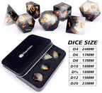Haxtec Sharp Edge Dice Set DND Dice Black and White Resin Dice Iridecent Mylar Galaxy D&D Dice for RPG Role Playing Compatible with Dungeons and Dragons Gift