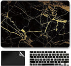 Black Gold Marble Laptop Cover Compatible with MacBook Air 13/13.3 Inch Case 2017 2016 2015 2014 2013 2012 2011 2010 A1466/A1369, AMCJJ Plastic Hard Shell Case & Keyboard Cover &Screen Protector