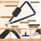 Clip and Go Strap for Phone with Wallet Crossbody, Adjustable Phone Lanyard with Detachable RFID Wristlet Wallet, Black (L)