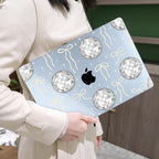 MEEgoodo Case for MacBook Air M4/M3/M2 13.6 inch 2025 2024 2022, Fit Model A3240 A3113 A2681, Compatible with MacBook Air 13 inch, Laptop Hard Shell Case with Keyboard Cover, Silver Disco Balls & Bows