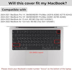 EooCoo Premium Keyboard Cover Skin Ultra Thin Protector Compatible with 2025-2021 MacBook Air 15" 13.6" M4 M3 M2 Chip, MacBook Pro 14" 16" M4 M3 M2 M1 Pro Max Chip, Black