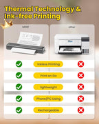 Phomemo Portable Printers Wireless for Travel, M08F Thermal Bluetooth Printer Support for 8.5"x11" US Letter, Small Inkless Printer Compatible with iOS, Android, Laptop for Car, Office, Home
