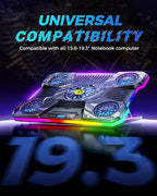 ChillCore Laptop Cooling Pad, RGB Laptop Fan Cooling Pad 9 Fans for 15.6-19.3 Inch Laptops, Gaming Laptop Cooler with 8 Height Stands, 2 USB Ports - A21 Pattern