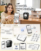 Phomemo M110 Label Maker - Label Maker Machine with Tape Portable Bluetooth Barcode Label Printer for Small Business, Address, Logo, Clothing, Mailing, with 40x30mm Label, Black