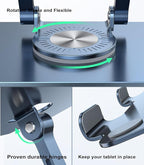 Swivel Tablet Stand with 360 Rotating Base, Adjustable Holder for Drawing, Compatible with iPad Pro/Air/Mini and More (Blue)