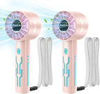 2pcs Portable Handheld Turbo Fan with 7000rpm High-Speed Motor USB Rechargeable Cooling Personal Fan 4-Speed, 4-16H Runtime, with Lanyard for Outdoor Travel, Women, Kids, Summer Gift