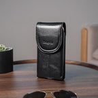 Hengwin Genuine Leather Cell Phone Holster for Belt Men, Vertical Phone Holder Belt Pouch Fits for iPhone 15 Pro Max 14 Pro Max 13 Pro Max Samsung Galaxy S24 Ultra Note9 Case with Belt Clip (Black)