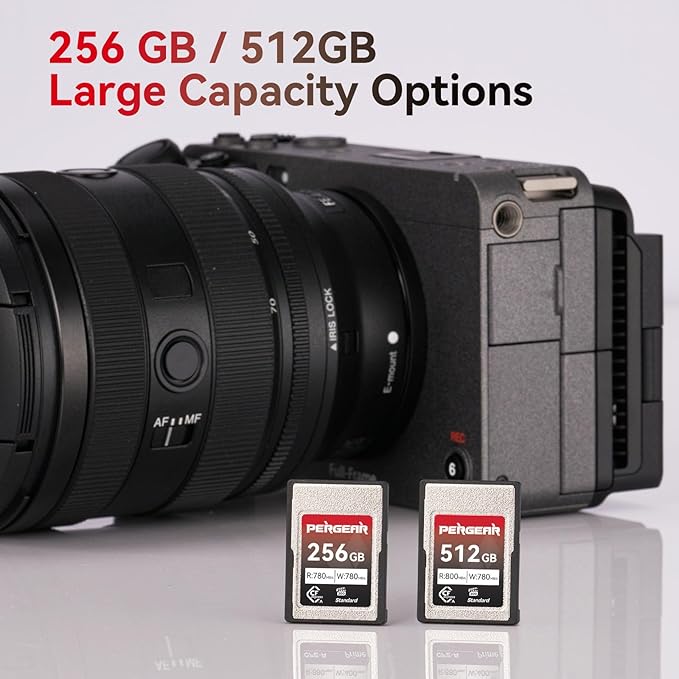 Pergear Upgraded 256GB CFexpress Type A Memory Card, Up to 780MB/s Read Speed & 780MB/s Write Speed for 4K 120P,8K 30P Recording, for Sony Alpha & FX Cameras, 2-Pack (Upgraded Version VPG200)