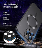 Magnetic for iPhone 16 Pro Max Case [Compatible with MagSafe][Built-in Camera Lens Protector] Slim Soft Silicone Bumper Shockproof Metallic Luster Phone Case (Black)