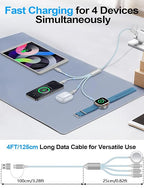 2 Pack Charging Cable for Apple Watch Charger/Samsung/iPhone Charger,Car/Office/Camping/Travel Essentials,Type C Cable Cord for iWatch Ultra/10-2/iPhone 16-11/Samsung S25-S20,iPad,airPods-Blue