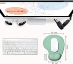 JIKIOU Mouse Pad, 2 Pack Ergonomic Mouse Pads with Comfortable Gel Wrist Rest Support and Smooth Cloth, Non-Slip PU Base for Easy Typing Pain Relief Durable and Easy to Clean Small Pastel Green