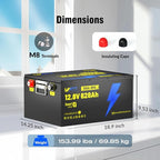 12V 628Ah LiFePO4 Lithium Battery, Built-in Bluetooth 5.0 & 300A BMS, Full Metal 8038Wh Energy, 15000+ Deep Cycles Batterys, Perfect for Home Energy, RV, Marine, Solar, Trolling Motor