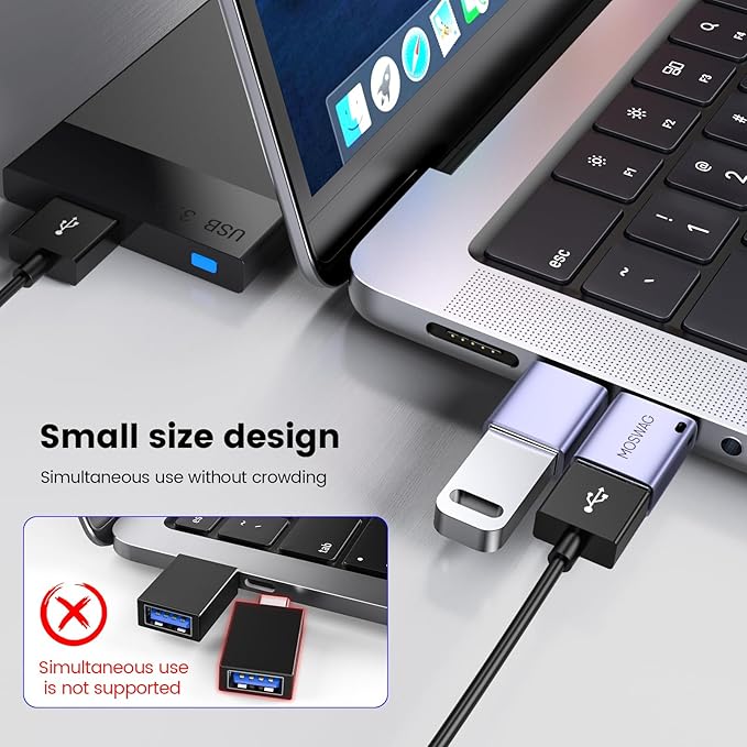 MOSWAG 2 Pack USB C to USB Female Adapter, USB 3.0 to Thunderbolt 3 OTG Adapter Compatible with iPhone 16 15 Max,MacBook Pro Air,Mac,iPad,Microsoft Surface Go,Samsung S24 S23 S22
