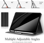auaua Case for iPad (A16) 11th Generation 11 Inch 2025, iPad 10th Generation 10.9 Inch 2022, with Pencil Holder, Auto Sleep/Wake, Adjustable Stand, PU Leather (Grey)