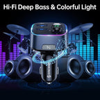 Syncwire Bluetooth 5.3 FM Transmitter Car Adapter 48W(PD 36W & 12W) [Light Switch] [Hi-Fi Deep Bass] [Fast Charging] Wireless Radio Music Adapter LED Display Hands-Free Calling Support USB Drive