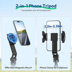 ULANZI TT88 Magnetic Tripod for iPhone, 57" Extendable Selfie Stick with Remote, 2-in-1 Phone Clip & Dual Cold Shoe Mounts - Lightweight Phone Tripod Stand for Vlogging, Travel, Video Recording, Black