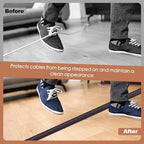 Floor Cord Cover for Wires on Floor Self Adhesive Cord Hider Floor Cable Management Wire Covers for Cords Protector Prevent Cable Trips Cord Cavity W 0.32" x H 0.32", Black Walnut, 10Ft