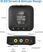 1Mii B06HD+ Hi-Res Bluetooth 5.1 Music Receiver for Home Stereo w/LDAC, Hi-Fi Bluetooth Adapter w/Audiophile DAC aptX HD Volume Control OLED Display, Wireless Audio Adapter for AV Receiver/Amplifier