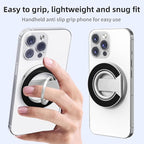 Magnetic-Phone-Ring-Holder with Dual Rings, Compatible with iPhone 16/15/14/13/12, Multifunctional Stand for Desk,Office,Gym,Kitchen & All Metal Surfaces, Finger Loop Grip (Silver)