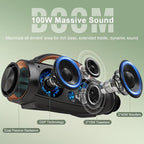 DOSS Extreme Boom+ Loud Bluetooth Speaker with 100W Stereo Sound, Extra Bass, 20H Playtime, Party-Sync Led Lights, Built-in Power Bank, IPX6 Waterproof Outdoor Speaker for Camping, Travel-Copper Gold
