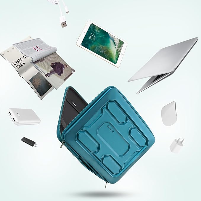 DOMISO 15.6 inch Laptop Sleeve with Handle Shockproof Waterproof EVA Protective Case for 15.6" Yoga 720 IdeaPad 310 320 ThinkPad T570/Legion 5 Gen 6/HP Envy 15/15.6" Notebooks, Teal